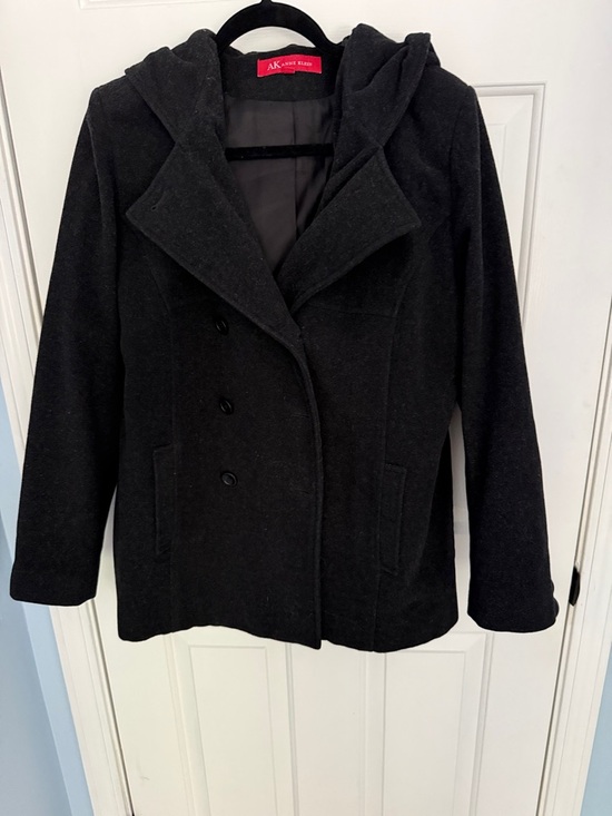 Anne Klein Jackets & Blazers - Anne Klein Hooded Double-Breasted Pea Coat in Black